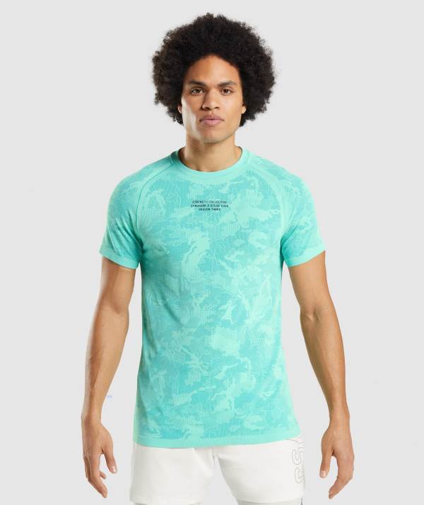 Panske Tricka Gymshark Steve Cook Seamless Svetlo Tyrkysové / Modre | WC8347019